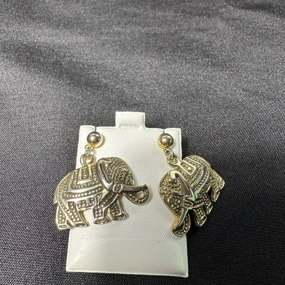 Vintage Gold Elephant Drop Earrings - Women Jewelry